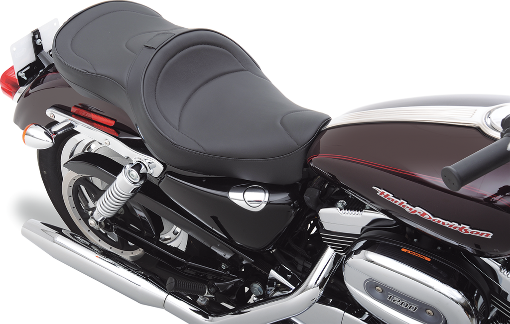 DRAG SPECIALTIES SEATS Low Profile Seat - Flame Stitched - XL 04+ Low-Profile  Touring Seat — Flame Stitched - Team Dream Rides