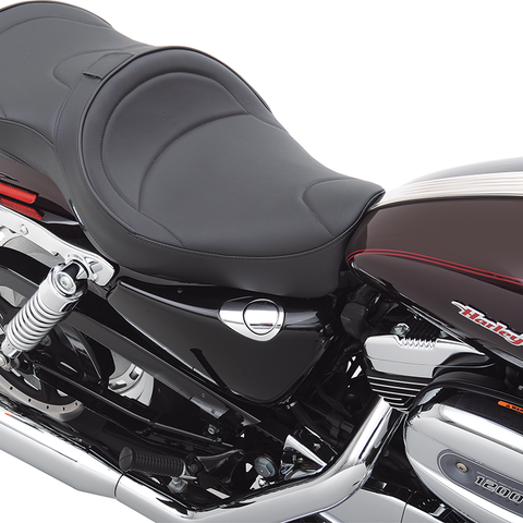 DRAG SPECIALTIES SEATS Low Profile Seat - Flame Stitched - XL 04+ Low-Profile  Touring Seat — Flame Stitched - Team Dream Rides