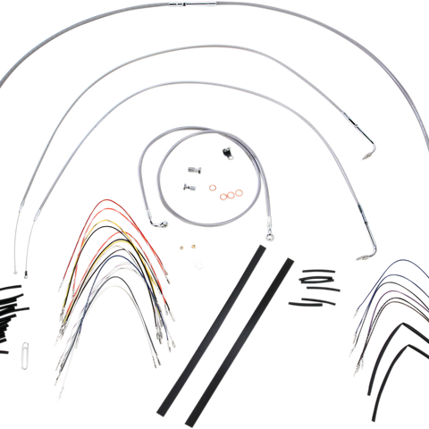 BURLY BRAND Complete Stainless Braided Handlebar Cable/Brake Line Kit For 16