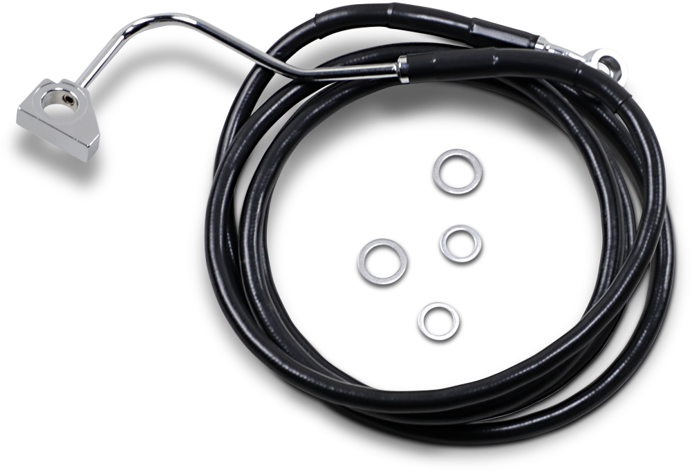 DRAG SPECIALTIES Brake Line - Front - Black - +10" with ABS Extended Length Black Vinyl Brake Line Kit - Team Dream Rides