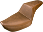 SADDLEMEN Step Up Seat - Rear Lattice Stitched - Brown - Dyna Rear Step Up LS Seat - Team Dream Rides