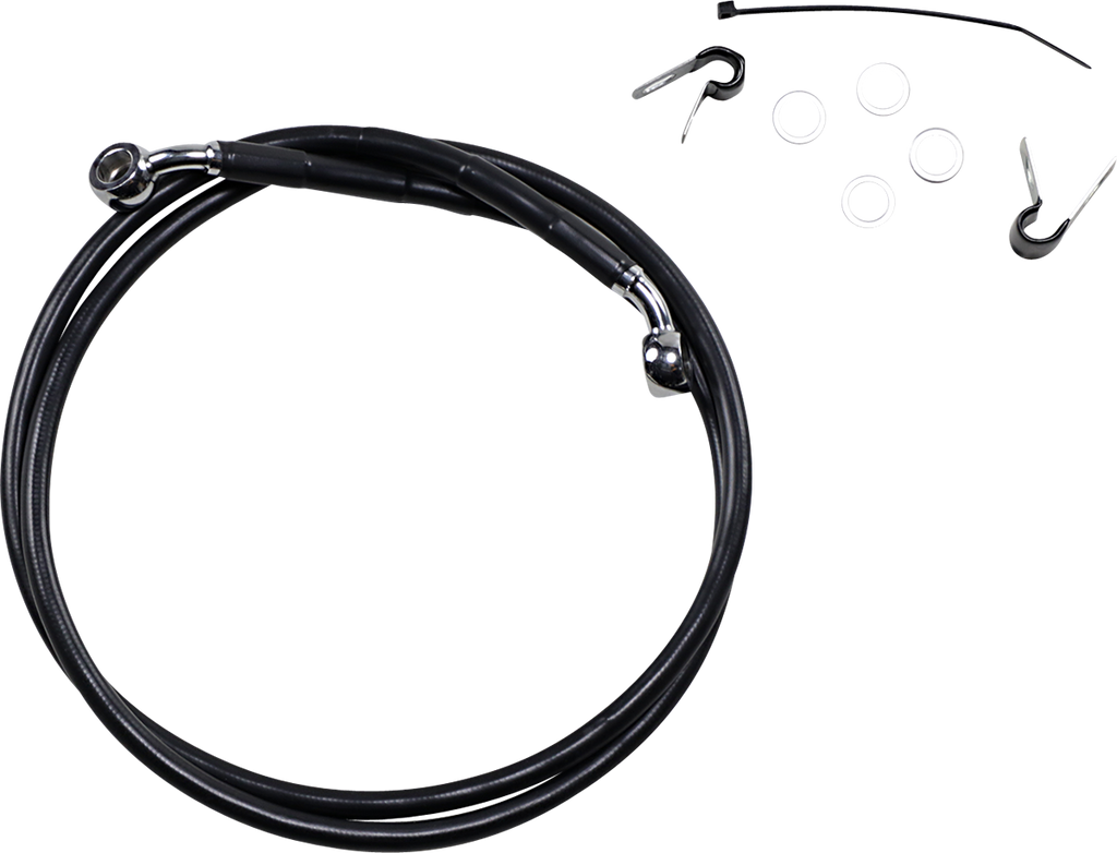 DRAG SPECIALTIES Brake Line - Front - Black - +10" - XL Extended Length Black Vinyl Brake Line Kit - Team Dream Rides