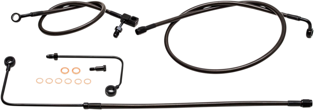 LA CHOPPERS Midnight Brake Lines - Softail ABS Midnight Braided Brake Line Kit - Team Dream Rides