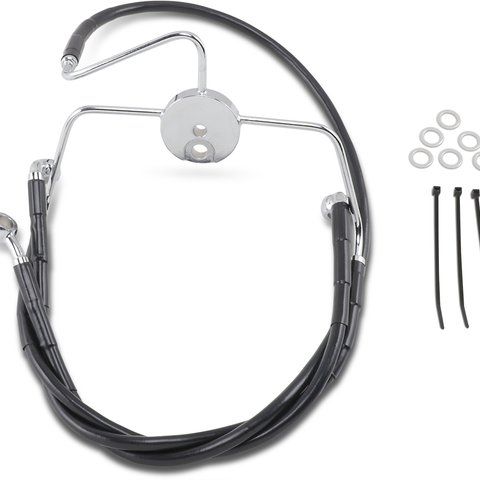 DRAG SPECIALTIES Brake Line - Front - Black - +4