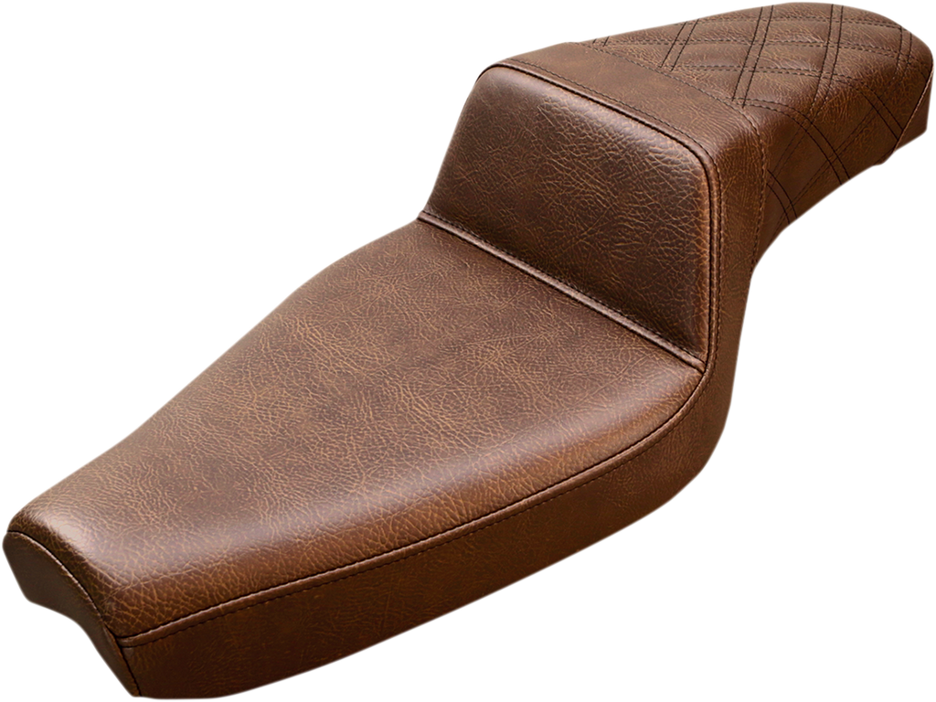 SADDLEMEN Step Up Seat - Lattice Stitched - Brown - XL Step Up Seat — Rear Lattice Stitch - Team Dream Rides