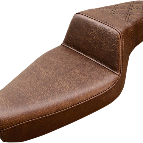 SADDLEMEN Step Up Seat - Lattice Stitched - Brown - XL Step Up Seat — Rear Lattice Stitch - Team Dream Rides