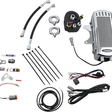 ULTRACOOL Oil Cooler Kit - Chrome - Side Mount - FLH 3.0 Side Mount Oil Cooler with Fan Kit for FLH - Team Dream Rides