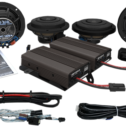 WILD BOAR AUDIO Front/Rear Speaker Kit with Amp - CVO Ultra Front & Rear Speaker Kit with 600w Amp CVO - Team Dream Rides