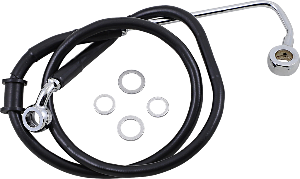 DRAG SPECIALTIES Brake Line - +2" - Black - '15-'17 Softail Extended Length Stainless Steel Brake Line - Team Dream Rides