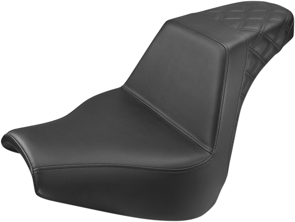 SADDLEMEN Step Up Seat - Passenger Lattice Stitched - Black Step Up Seat — Rear Lattice Stitch - Team Dream Rides