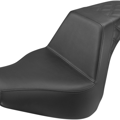 SADDLEMEN Step Up Seat - Passenger Lattice Stitched - Black Step Up Seat — Rear Lattice Stitch - Team Dream Rides