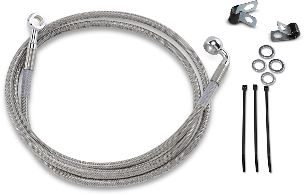 DRAG SPECIALTIES Brake Line - Front - +10" - Stainless Steel Extended Length Stainless Steel Brake Line Kit - Team Dream Rides