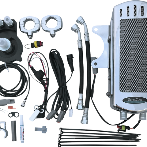ULTRACOOL Oil Cooler Kit - Chrome - Side Mount - Sportster 3.0 Side Mount Oil Cooler with Fan Kit for Sportster - Team Dream Rides