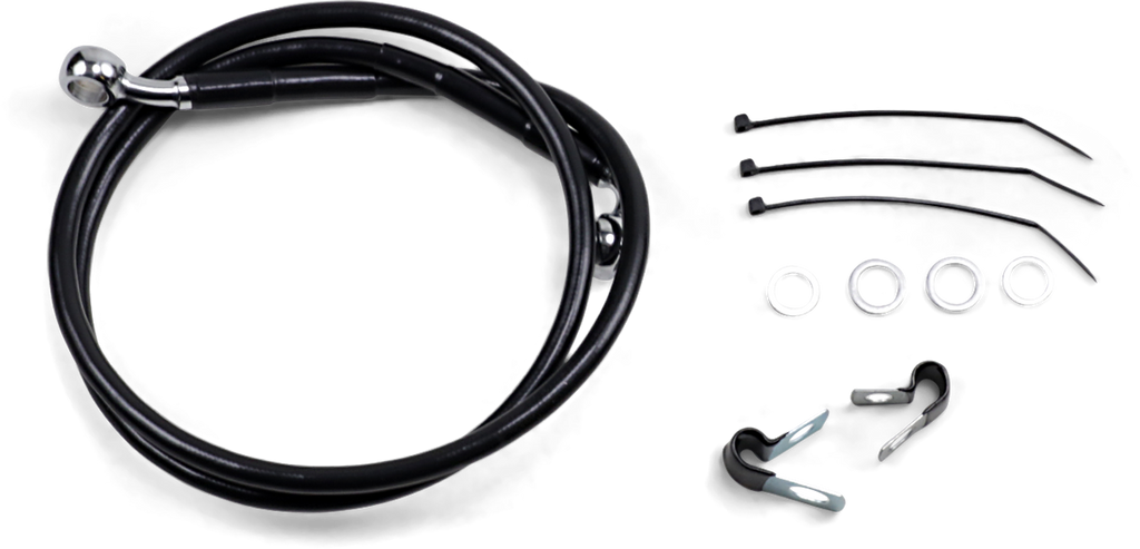 DRAG SPECIALTIES Brake Line - Front - Black - +2" - FXD '00-'05 Extended Length Black Vinyl Brake Line Kit - Team Dream Rides