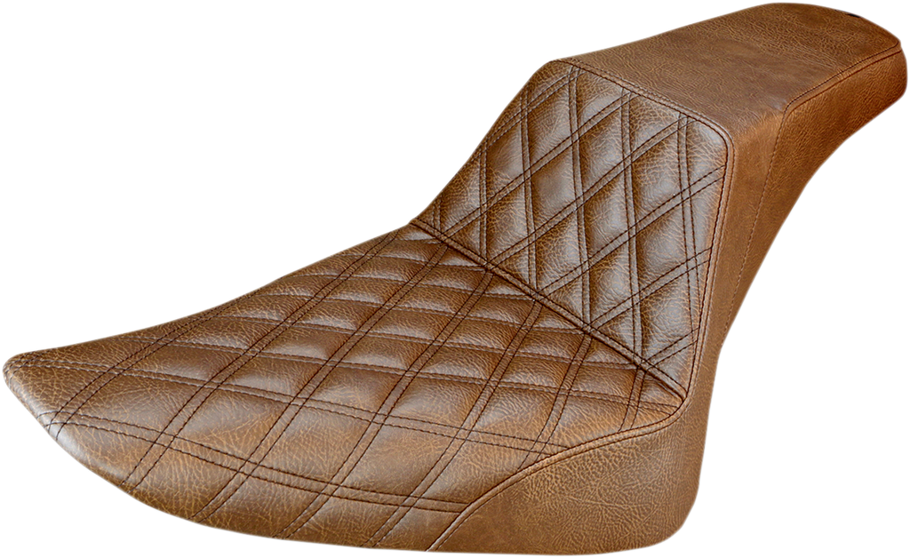 SADDLEMEN Step Up Seat - Lattice Stitched - Brown - FLS Step Up Seat — Diamond - Team Dream Rides