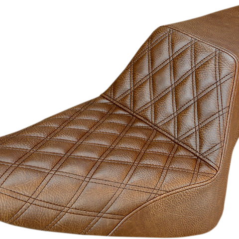 SADDLEMEN Step Up Seat - Lattice Stitched - Brown - FLS Step Up Seat — Diamond - Team Dream Rides
