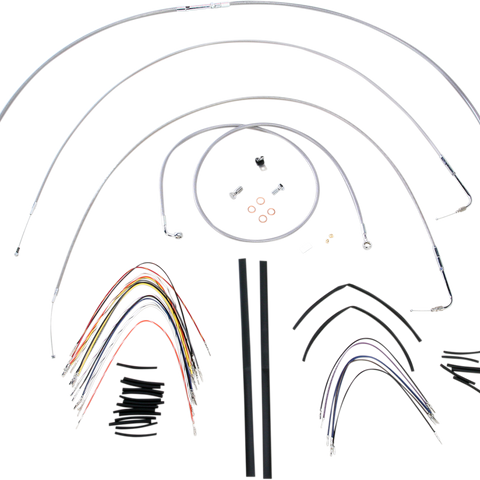 BURLY BRAND Complete Stainless Braided Handlebar Cable/Brake Line Kit For 18