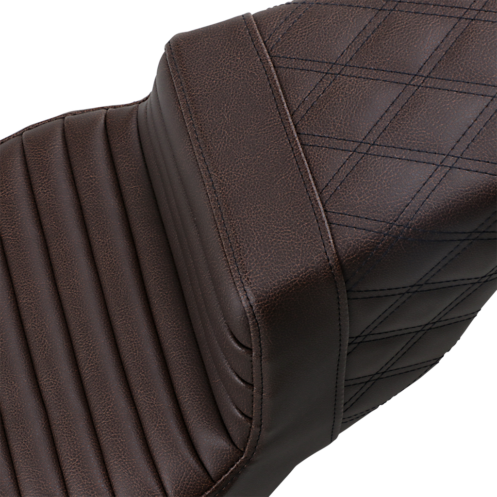 SADDLEMEN Step Up Seat - Lattice Stitched - Brown - FLH Step Up Seat — Lattice Stitched - Team Dream Rides