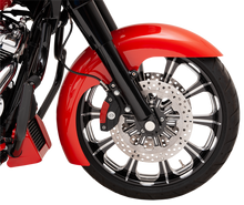 Load image into Gallery viewer, KLOCK WERKS Level Fender Kit - w/ Chrome Blocks - Steel - 19&quot; Hugger Front Fender with Mounting Blocks for Softail/Dyna - Team Dream Rides