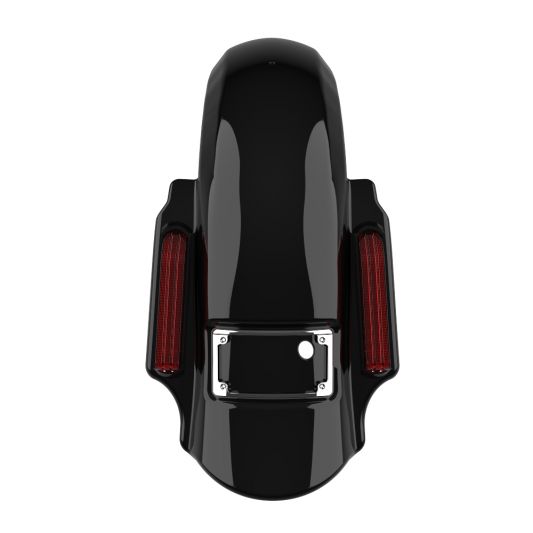 Advanblack DOMINATOR STRETCHED REAR FENDER FOR 2014+ HARLEY DAVIDSON TOURING Vivid Black Dual Cut - Red Lens - Plate Black - Team Dream Rides