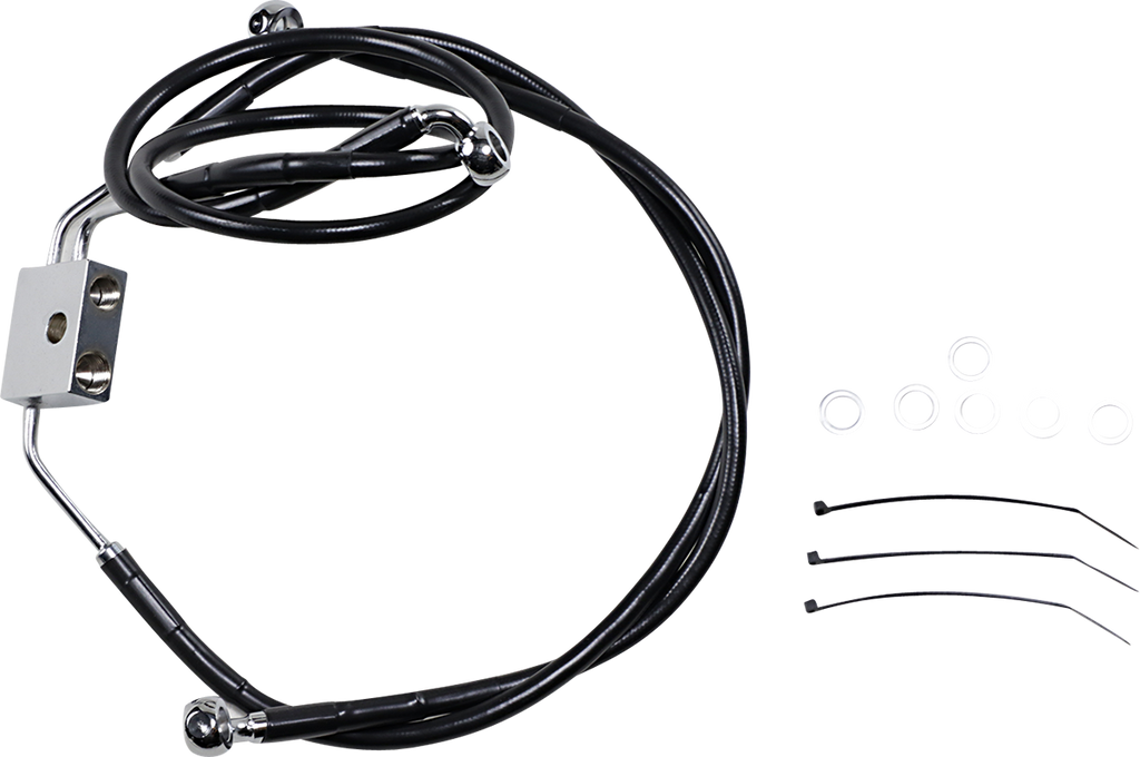 DRAG SPECIALTIES Brake Line - Front - Black - +10" - FXDF '12-'17 Extended Length Black Vinyl Brake Line Kit - Team Dream Rides