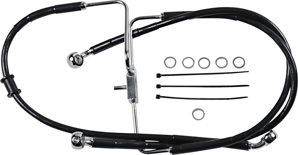 DRAG SPECIALTIES Brake Line - +4" - Black - XL Extended Length Stainless Steel Brake Line - Team Dream Rides