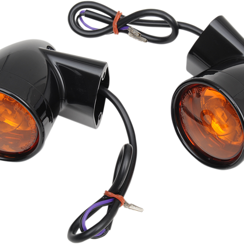 DRAG SPECIALTIES Rear Bullet Turn Signal Lights FLT - Black Bullet-Style Turn Signals - Team Dream Rides