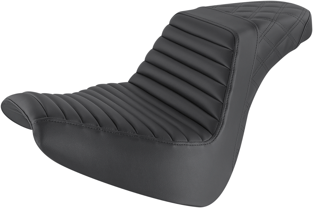 SADDLEMEN Step Up Seat - Tuck and Roll/Lattice Stitched - Black Step Up Seat — Rear Lattice Stitch/Tuck and Roll - Team Dream Rides