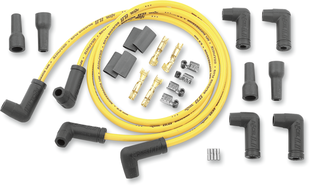 ACCEL 8.8 mm Universal Spark Plug Wires (4) - Yellow Universal 8.8 mm Plug Wire Kit - Team Dream Rides