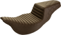 SADDLEMEN Step Up Seat - Tuck and Roll/Lattice Stitched - Brown -  FLH Step Up Seat — Tuck and Roll/Lattice Stitched - Team Dream Rides