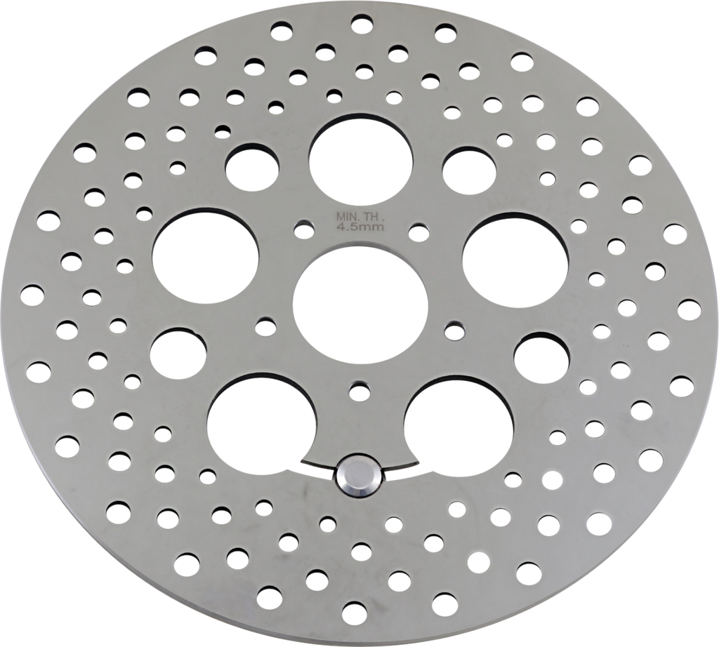 DRAG SPECIALTIES Drilled Brake Rotor - Front - 11.8 - Touring/Trike" Polished Stainless Steel Drilled Brake Rotor - Team Dream Rides