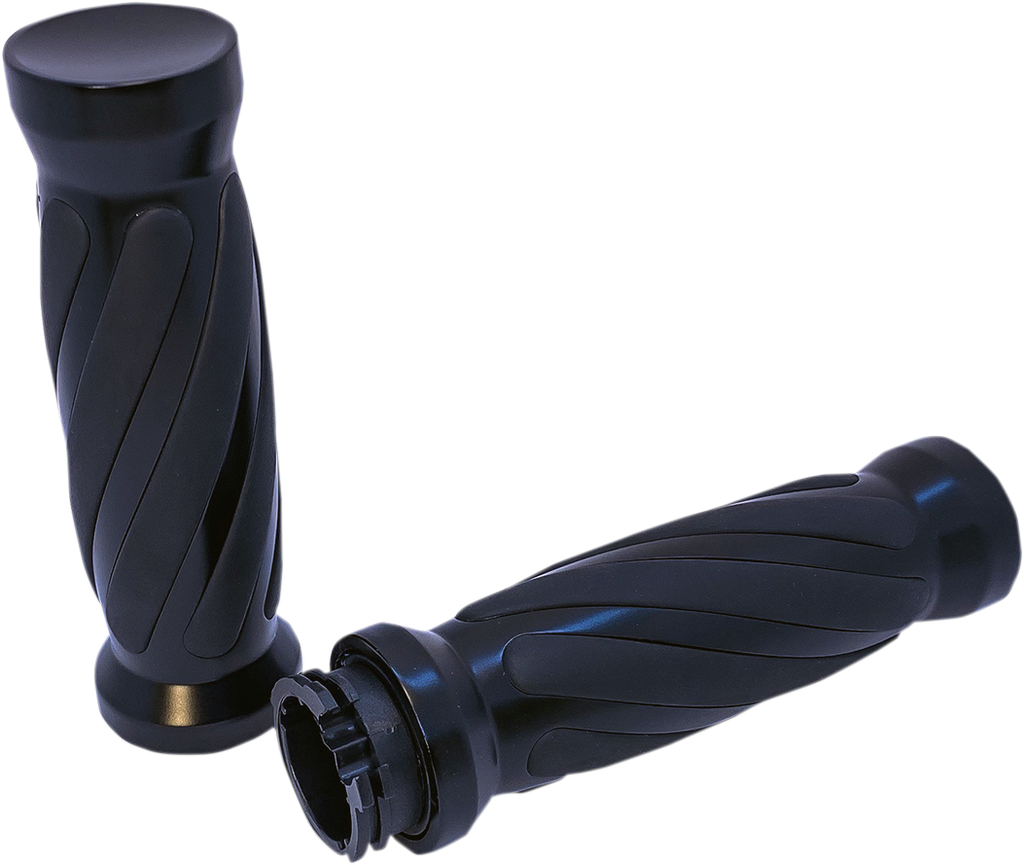 PRO-ONE PERF.MFG. Black Twisted Rubber Grips for Cable Custom Twisted Rubber Grips - Team Dream Rides