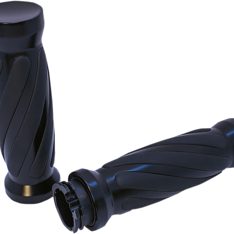 PRO-ONE PERF.MFG. Black Twisted Rubber Grips for Cable Custom Twisted Rubber Grips - Team Dream Rides