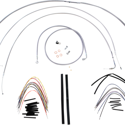 BURLY BRAND Complete Stainless Braided Handlebar Cable/Brake Line Kit For 18