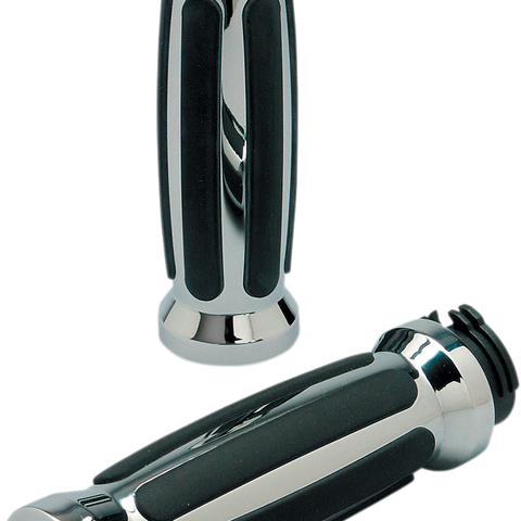 PRO-ONE PERF.MFG. Chrome Straight Rubber Grips for Cable Custom Straight Rubber Grips - Team Dream Rides