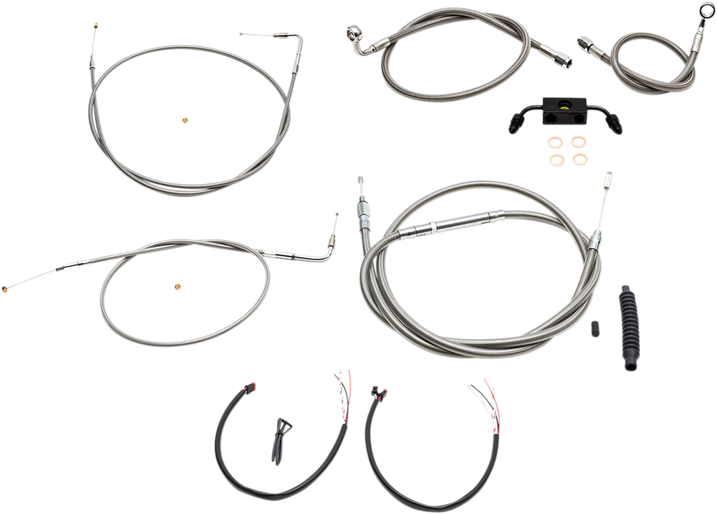 LA CHOPPERS 12" - 14" Cable Kit for XL w/ ABS Complete Stainless Braided Handlebar Cable/Brake Line Kit - Team Dream Rides