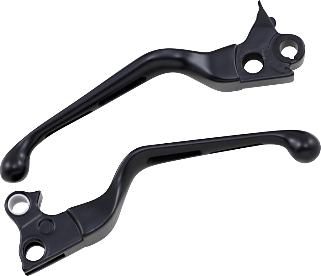 DRAG SPECIALTIES Black Slotted Levers Slotted Wide Blade Lever Set - Team Dream Rides