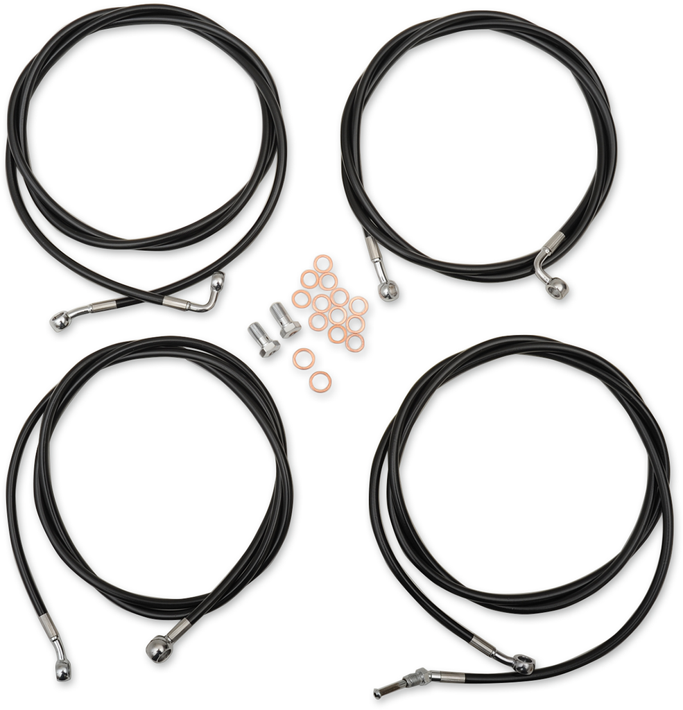 LA CHOPPERS Black 12" - 14" Cable Kit for '17 - '19 FL Standard Black Vinyl Braided Handlebar Cable/Brake Line Kit — Ape Hanger - Team Dream Rides