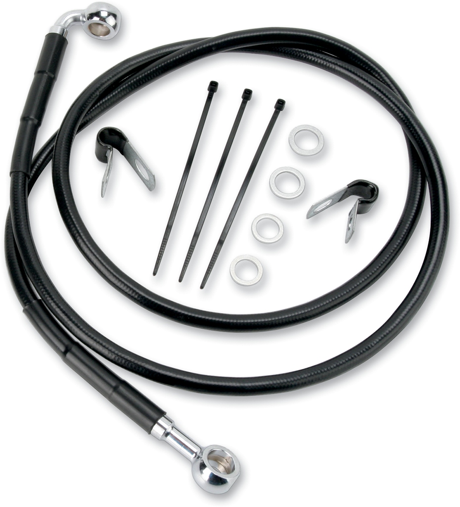 DRAG SPECIALTIES Brake Line - Front - Black - +2" Extended Length Black Vinyl Brake Line Kit - Team Dream Rides