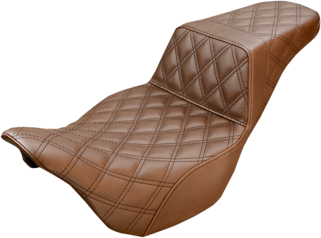 SADDLEMEN Step Up Seat - Lattice Stitched - Brown - FLH Step Up Seat — Lattice Stitched - Team Dream Rides