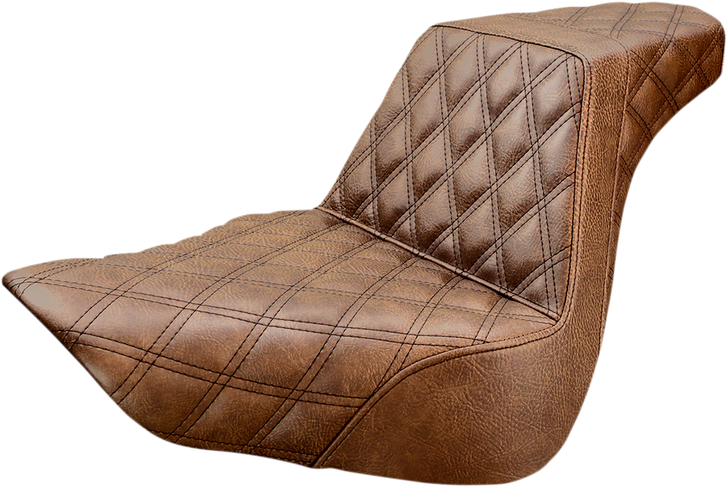 SADDLEMEN Step Up Seat - Lattice Stitched - Brown Step Up Seat — Lattice Stitched - Team Dream Rides