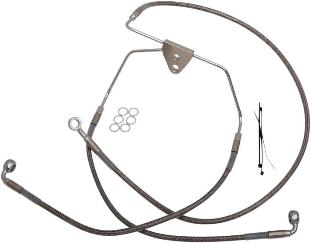 DRAG SPECIALTIES Brake Line - Front - +10" - Touring - Stainless Steel Extended Length Stainless Steel Brake Line Kit - Team Dream Rides