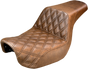 SADDLEMEN Step Up Seat - Lattice Stitched - Brown - FXD Step Up Seat — Front Lattice Stitch - Team Dream Rides