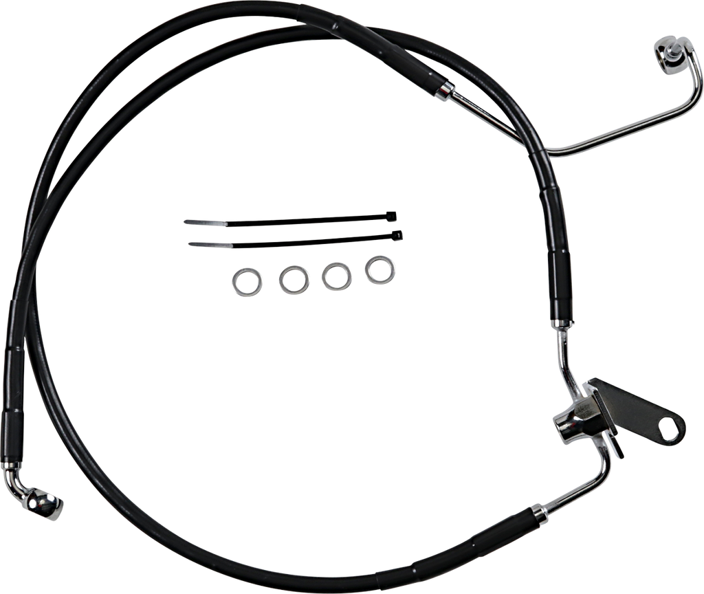 DRAG SPECIALTIES Brake Line - Front - Black - +2" - Softail '04-'06 Extended Length Black Vinyl Brake Line Kit - Team Dream Rides