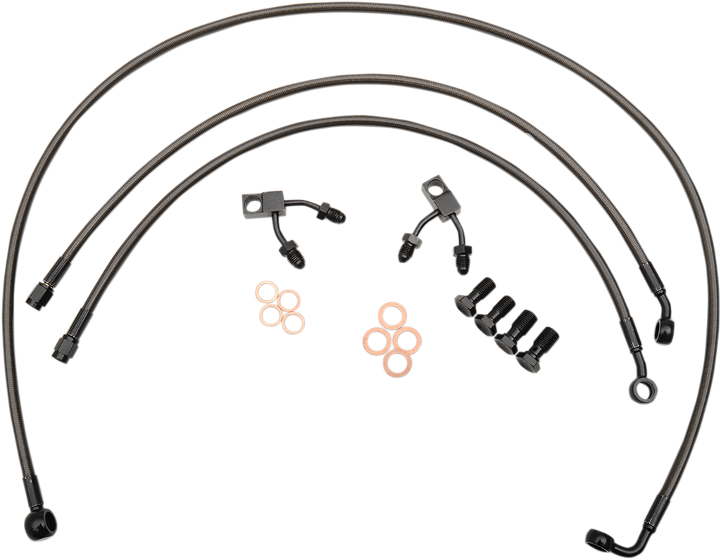 LA CHOPPERS Midnight Brake Lines - Softail Midnight Braided Brake Line Kit - Team Dream Rides