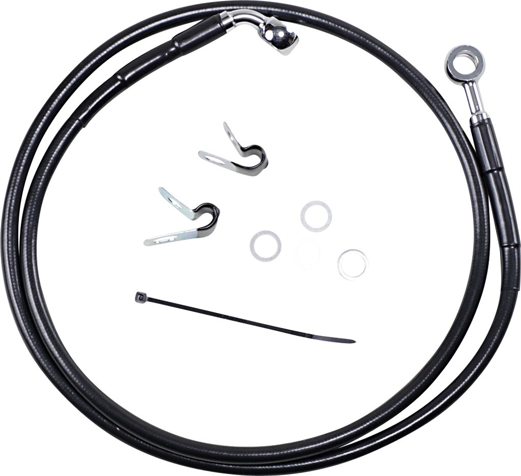 DRAG SPECIALTIES Brake Line - Front - Black - +8" - '04-'10 XL Extended Length Black Vinyl Brake Line Kit - Team Dream Rides