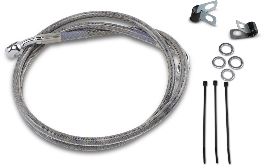 DRAG SPECIALTIES Brake Line - Front - +2" - Stainless Steel Extended Length Stainless Steel Brake Line Kit - Team Dream Rides