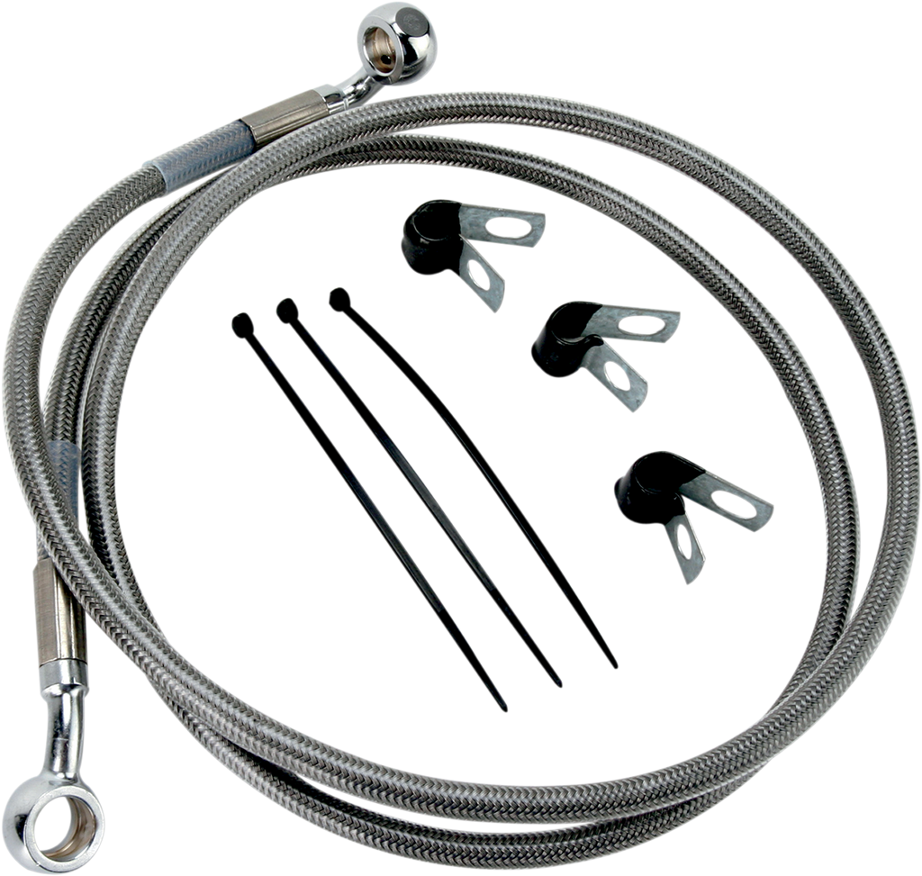 DRAG SPECIALTIES Brake Line - Front - +2" - Stainless Steel Extended Length Stainless Steel Brake Line Kit - Team Dream Rides