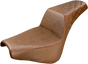 SADDLEMEN Step Up Seat - Passenger Lattice Stitched - Brown Step Up Seat — Rear Lattice Stitch - Team Dream Rides