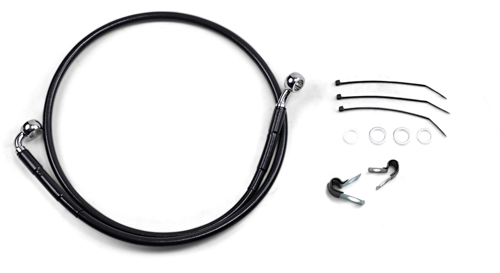 DRAG SPECIALTIES Brake Line - Front - FXD '99-'05 - Black Stainless Steel Brake Line Kit - Team Dream Rides